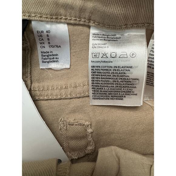 New H&M Khaki Denim High Waist Straight Leg Jeans - Picture 7 of 7
